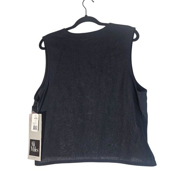 Ali Miles Black Sleeveless Floral Button Vest L – Artsy Grannycore, Bold Boho - Picture 2 of 14